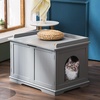 image:imageMCombo Cat Litter Box Furniture Hidden Pet Enclosed Litter Bench Wood Hideaway Extra Cat House Kitten Washroom Bench with Removable Divider for Indoor Animal 0657