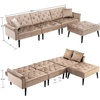 image:imageMCombo Convertible Sofa Bed 3 Seat L Shaped Sofa with Pillows and Ottoman for Living Room MidCentury Modern Sectional Chaise Futon Couch 5131 BeigeBeige