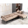 image:imageMCombo Convertible Sofa Bed 3 Seat L Shaped Sofa with Pillows and Ottoman for Living Room MidCentury Modern Sectional Chaise Futon Couch 5131 BeigeBeige