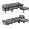 image:imageMCombo Convertible Sofa Bed 3 Seat L Shaped Sofa with Pillows and Ottoman for Living Room MidCentury Modern Sectional Chaise Futon Couch 5131 BeigeGrey