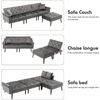 image:imageMCombo Convertible Sofa Bed 3 Seat L Shaped Sofa with Pillows and Ottoman for Living Room MidCentury Modern Sectional Chaise Futon Couch 5131 BeigeGrey