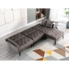 image:imageMCombo Convertible Sofa Bed 3 Seat L Shaped Sofa with Pillows and Ottoman for Living Room MidCentury Modern Sectional Chaise Futon Couch 5131 BeigeGrey