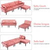 image:imageMCombo Convertible Sofa Bed 3 Seat L Shaped Sofa with Pillows and Ottoman for Living Room MidCentury Modern Sectional Chaise Futon Couch 5131 BeigePink