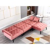 image:imageMCombo Convertible Sofa Bed 3 Seat L Shaped Sofa with Pillows and Ottoman for Living Room MidCentury Modern Sectional Chaise Futon Couch 5131 BeigePink