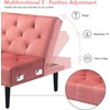 image:imageMCombo Convertible Sofa Bed 3 Seat L Shaped Sofa with Pillows and Ottoman for Living Room MidCentury Modern Sectional Chaise Futon Couch 5131 BeigePink