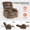 image:imageMCombo Dual Motor Lay Flat Power Lift Recliner Chair for Big and Tall Elderly Infinite Position Massage Lumbar Heat Adjustable Headrest Extended Footrest Fabric R7677 Brown MediumOversizeBrown