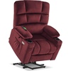 image:imageMCombo Dual Motor Lay Flat Power Lift Recliner Chair for Big and Tall Elderly Infinite Position Massage Lumbar Heat Adjustable Headrest Extended Footrest Fabric R7677 Brown MediumOversizeBurgundy