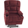 image:imageMCombo Dual Motor Lay Flat Power Lift Recliner Chair for Big and Tall Elderly Infinite Position Massage Lumbar Heat Adjustable Headrest Extended Footrest Fabric R7677 Brown MediumOversizeBurgundy