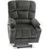 image:imageMCombo Dual Motor Lay Flat Power Lift Recliner Chair for Big and Tall Elderly Infinite Position Massage Lumbar Heat Adjustable Headrest Extended Footrest Fabric R7677 Brown MediumOversizeGrey