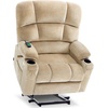 image:imageMCombo Dual Motor Lay Flat Power Lift Recliner Chair for Big and Tall Elderly Infinite Position Massage Lumbar Heat Adjustable Headrest Extended Footrest Fabric R7677 Brown MediumOversizeBeige