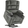 image:imageMCombo Dual Motor Lay Flat Power Lift Recliner Chair for Big and Tall Elderly Infinite Position Massage Lumbar Heat Adjustable Headrest Extended Footrest Fabric R7677 Brown MediumOversizeGrey