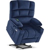 image:imageMCombo Dual Motor Lay Flat Power Lift Recliner Chair for Big and Tall Elderly Infinite Position Massage Lumbar Heat Adjustable Headrest Extended Footrest Fabric R7677 Brown MediumOversizeNavy Blue