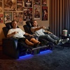 image:imageMCombo Dual Motors Leather Recliner with Power Headrest Home Theater Seating with Armrest Storage HTS422 Blue