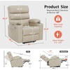 image:imageMCombo Electric Power Lift Recliner Chair with Massage and Heat for Elderly 350 lbs 2 Side Pockets and Cup Holders USB Ports Faux Leather LC001 BeigeBeige