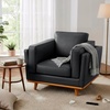 image:imageMCombo Genuine Leather Accent Chair with Solid Wood Frame 419 Wide Real Leather Chair for Living Room Napa Leather VE792 BlackBlack