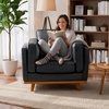 image:imageMCombo Genuine Leather Accent Chair with Solid Wood Frame 419 Wide Real Leather Chair for Living Room Napa Leather VE792 BlackBlack