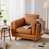 image:imageMCombo Genuine Leather Accent Chair with Solid Wood Frame 419 Wide Real Leather Chair for Living Room Napa Leather VE792 BlackCognac Tan