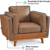 image:imageMCombo Genuine Leather Accent Chair with Solid Wood Frame 419 Wide Real Leather Chair for Living Room Napa Leather VE792 BlackCognac Tan