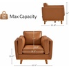 image:imageMCombo Genuine Leather Accent Chair with Solid Wood Frame 419 Wide Real Leather Chair for Living Room Napa Leather VE792 BlackCognac Tan