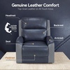 image:imageMCombo Genuine Leather Power Recliner Chair Zero Wall Hugger Recliner for Small Spaces with Power Headrest USB amp TypeC Charging Ports Compact for Living Room amp RV PR693 Dark BrownNavy