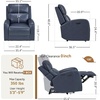 image:imageMCombo Genuine Leather Power Recliner Chair Zero Wall Hugger Recliner for Small Spaces with Power Headrest USB amp TypeC Charging Ports Compact for Living Room amp RV PR693 Dark BrownNavy