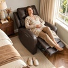 image:imageMCombo Genuine Leather Power Recliner Chair Zero Wall Hugger Recliner for Small Spaces with Power Headrest USB amp TypeC Charging Ports Compact for Living Room amp RV PR693 Dark BrownDark Brown