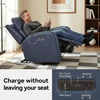 image:imageMCombo Genuine Leather Power Recliner Chair Zero Wall Hugger Recliner for Small Spaces with Power Headrest USB amp TypeC Charging Ports Compact for Living Room amp RV PR693 Dark BrownNavy