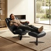 image:imageMCombo Genuine Leather Recliner Chair with Ottoman 360Swivel Recliner with Adjustable Backrest Accent Chair for Living Room A7100 Fog GreyBlack