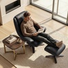 image:imageMCombo Genuine Leather Recliner Chair with Ottoman 360Swivel Recliner with Adjustable Backrest Accent Chair for Living Room A7100 Fog GreyBlack