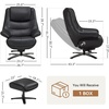 image:imageMCombo Genuine Leather Recliner Chair with Ottoman 360Swivel Recliner with Adjustable Backrest Accent Chair for Living Room A7100 Fog GreyBlack
