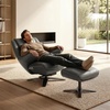 image:imageMCombo Genuine Leather Recliner Chair with Ottoman 360Swivel Recliner with Adjustable Backrest Accent Chair for Living Room A7100 Fog GreyFog Grey