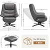 image:imageMCombo Genuine Leather Recliner Chair with Ottoman 360Swivel Recliner with Adjustable Backrest Accent Chair for Living Room A7100 Fog GreyFog Grey
