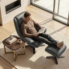 image:imageMCombo Genuine Leather Recliner Chair with Ottoman 360Swivel Recliner with Adjustable Backrest Accent Chair for Living Room A7100 Fog GreyFog Grey