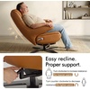 image:imageMCombo Genuine Leather Recliner Chair with Ottoman 360Swivel Recliner with Adjustable Backrest Accent Chair for Living Room A7100 Fog GreySaddle Tan