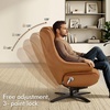 image:imageMCombo Genuine Leather Recliner Chair with Ottoman 360Swivel Recliner with Adjustable Backrest Accent Chair for Living Room A7100 Fog GreySaddle Tan