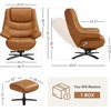 image:imageMCombo Genuine Leather Recliner Chair with Ottoman 360Swivel Recliner with Adjustable Backrest Accent Chair for Living Room A7100 Fog GreySaddle Tan