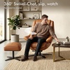 image:imageMCombo Genuine Leather Recliner Chair with Ottoman 360Swivel Recliner with Adjustable Backrest Accent Chair for Living Room A7100 Fog GreySaddle Tan