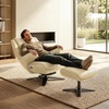 image:imageMCombo Genuine Leather Recliner Chair with Ottoman 360Swivel Recliner with Adjustable Backrest Accent Chair for Living Room A7100 Fog GreyWhite