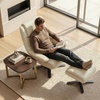 image:imageMCombo Genuine Leather Recliner Chair with Ottoman 360Swivel Recliner with Adjustable Backrest Accent Chair for Living Room A7100 Fog GreyWhite