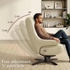 image:imageMCombo Genuine Leather Recliner Chair with Ottoman 360Swivel Recliner with Adjustable Backrest Accent Chair for Living Room A7100 Fog GreyWhite