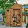 image:imageMCombo Large Outdoor Storage Cabinet with 6 Shelves 29 x 29 x 81 ft Wood Storage Shed Garden Shed with 2 Foldable Tables for Patio Yard Lawn 2645