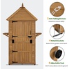 image:imageMCombo Large Outdoor Storage Cabinet with 6 Shelves 29 x 29 x 81 ft Wood Storage Shed Garden Shed with 2 Foldable Tables for Patio Yard Lawn 2645