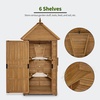image:imageMCombo Large Outdoor Storage Cabinet with 6 Shelves 29 x 29 x 81 ft Wood Storage Shed Garden Shed with 2 Foldable Tables for Patio Yard Lawn 2645