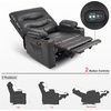 image:imageMCombo Large Power Recliner Chair with Heat and Vibration Cup Holder USB Port Faux Leather Electric Reclining for Living Room PR659 Dark GreyDark Grey