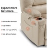 image:imageMCombo Large Power Recliner Chair with Heat and Vibration USB Ports Cup Holders Electric Reclining for Living Room PR670 Beige Large 255 Seat Width