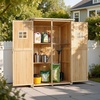image:imageMCombo Large Wooden Outdoor Storage Cabinet with 2 Shelves Oversize Garden Storage Shed with Lock Tool Shed for Patio Yard Lawn 1911 BlackNatural