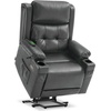 image:imageMCombo Lay Flat Triple Motor Power Lift Recliner Chair with Massage and Heat Electric Recliner Chair for Elderly People Adjustable Headrest Infinite Position Faux Leather 7662 Dark Brown LargeDark Grey