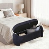 image:imageMCombo Linen Upholstered Ottoman with Hidden Storage Padded Footstool Bench with SoftClose Lid for Bedroom Entryway amp Living Room Dcor Model W713 Dark BlueDark Blue