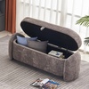 image:imageMCombo Linen Upholstered Ottoman with Hidden Storage Padded Footstool Bench with SoftClose Lid for Bedroom Entryway amp Living Room Dcor Model W713 Dark BlueGrey