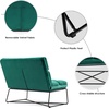 image:imageMCombo Loveseat Sofa Couch MidCentury Velvet Armless Settee 2Seater Upholstered Bench for Living Room Bedroom 4018 2 Sets BrownDark Green